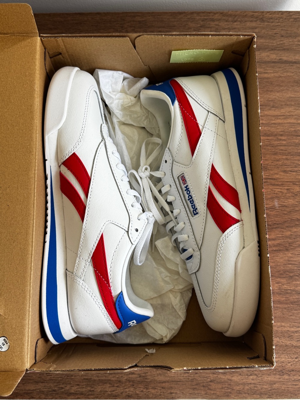 Reebok Campio XT retro Leather Sneakers White Red Blue Mens 7.5 Womens 9